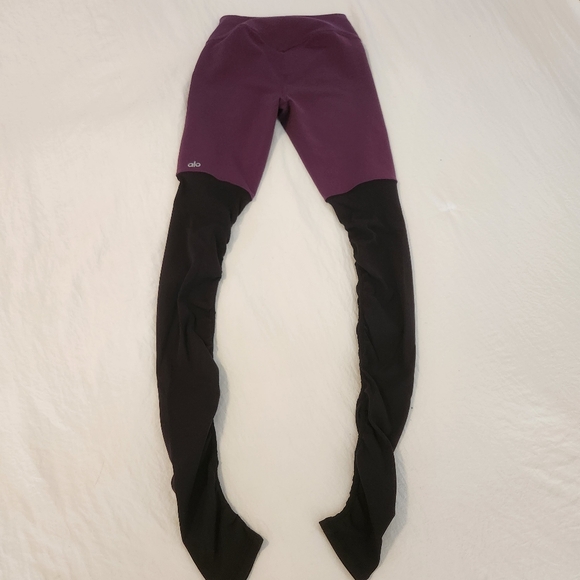 XS Alo Airbrush High-Waist Highlight Goddess Legging Colorblock Plum Black - Picture 8 of 11